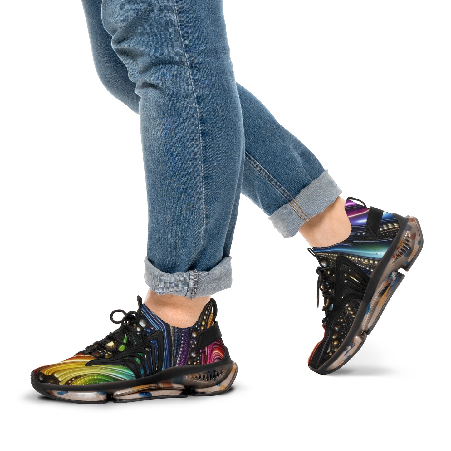 Colorful Men's Mesh Sneakers, Trendy Athletic Shoes, Fashionable Sports Footwear, Unique Casual Sneakers, Vibrant Running Shoes