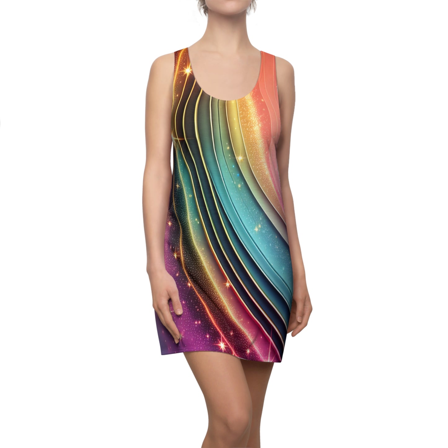 Colorful Cosmic Racerback Dress for Women, Summer Dress, Casual Outing Dress, Beachwear, Festival Dress, Unique Gift Idea