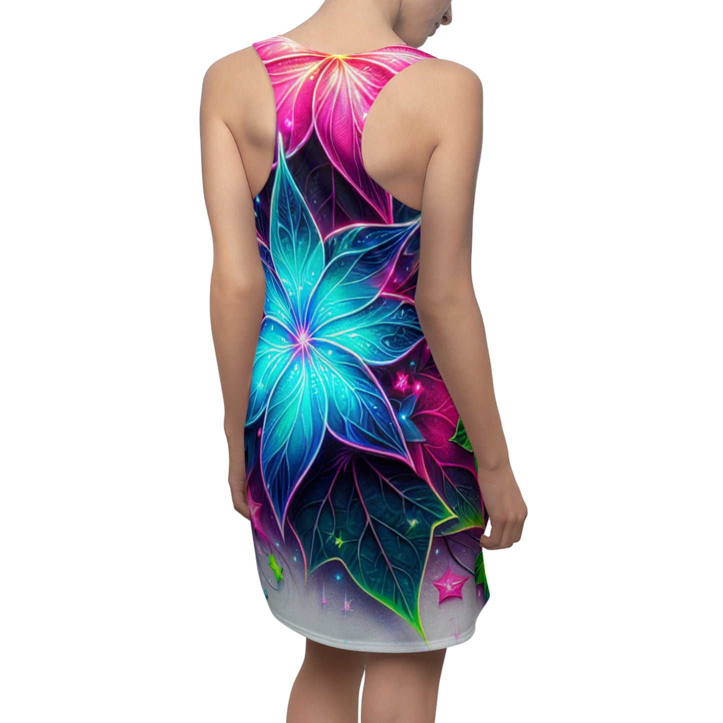Vibrant Floral Racerback Dress, Summer Dress, Beachwear, Casual Dress, AOP Dress, Vacation Outfit