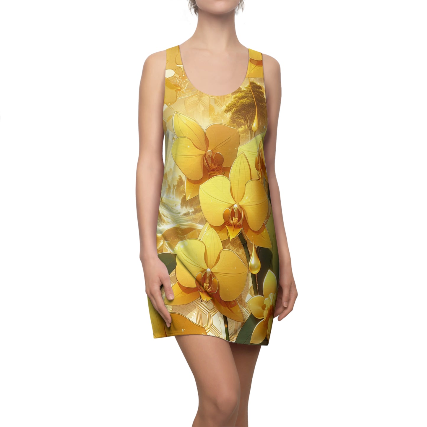 Vibrant Orchid Print Racerback Dress for Summer