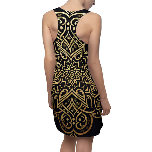Bohemian Chic Racerback Dress, Stylish AOP Dress, Summer Fashion, Party Wear, Festival Outfit, Unique Gift Idea