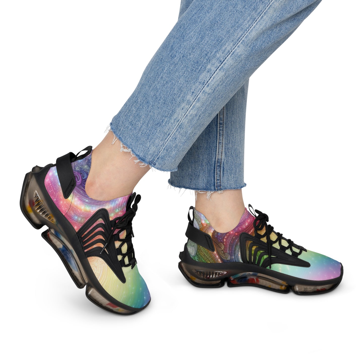 Colorful Women's Mesh Sneakers - Trendy Athletic Shoes, Lightweight Footwear, Rainbow Sneakers, Perfect for Everyday Style, Fitness Fashion