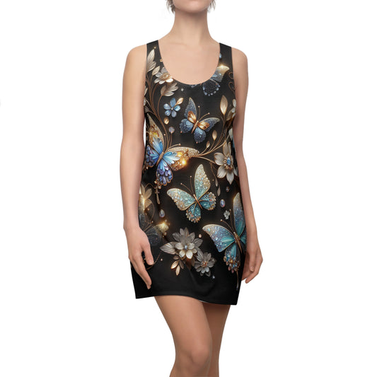 Butterfly Garden Racerback Dress | Floral AOP Sleeveless Dress | Perfect for Summer, Casual Outings, Festivals, Parties, Daily Wear