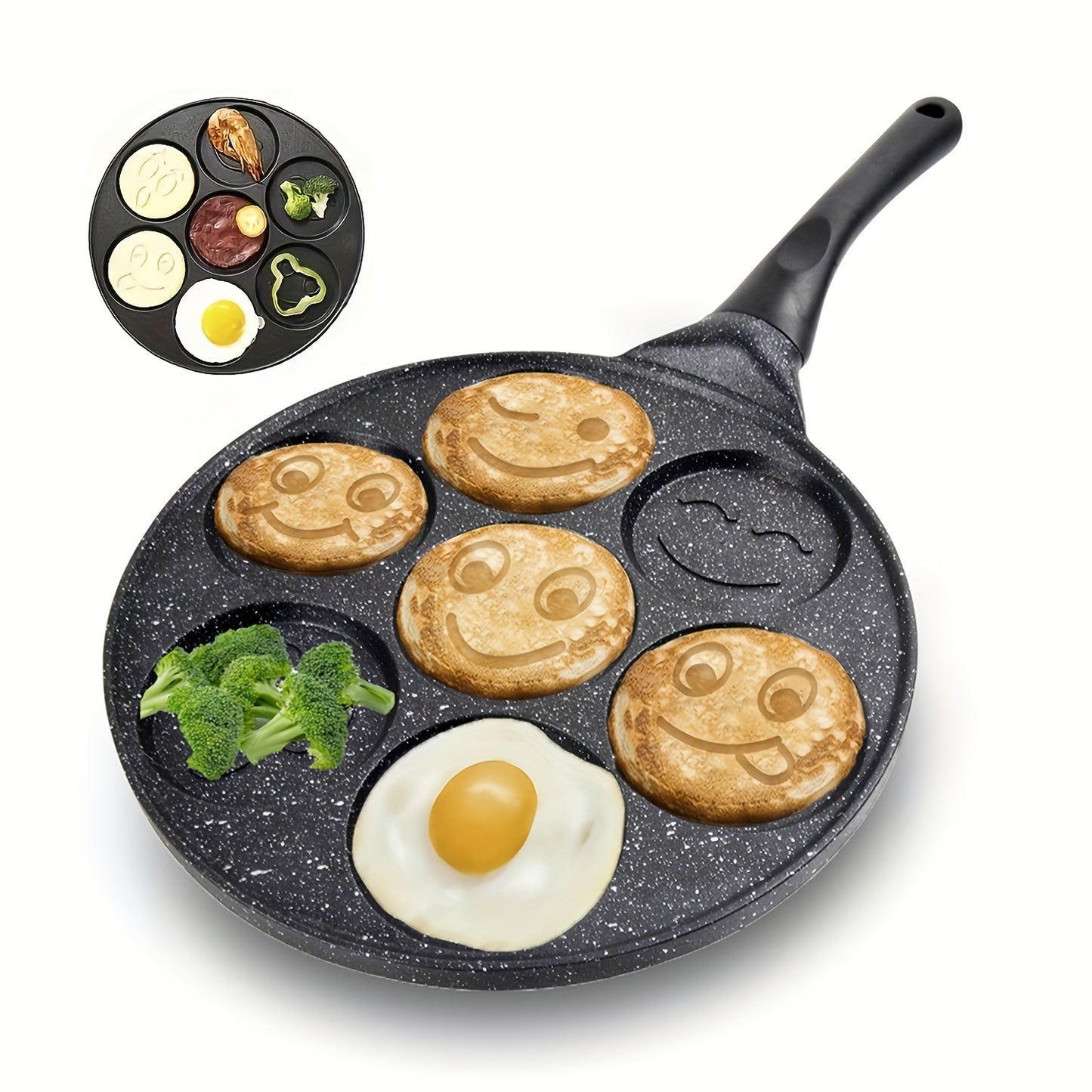 joyful Face 7-Cup Nonstick Frying Pan - Perfect for Eggs, Burgers & Pancakes | Easy Clean Aluminum Cookware