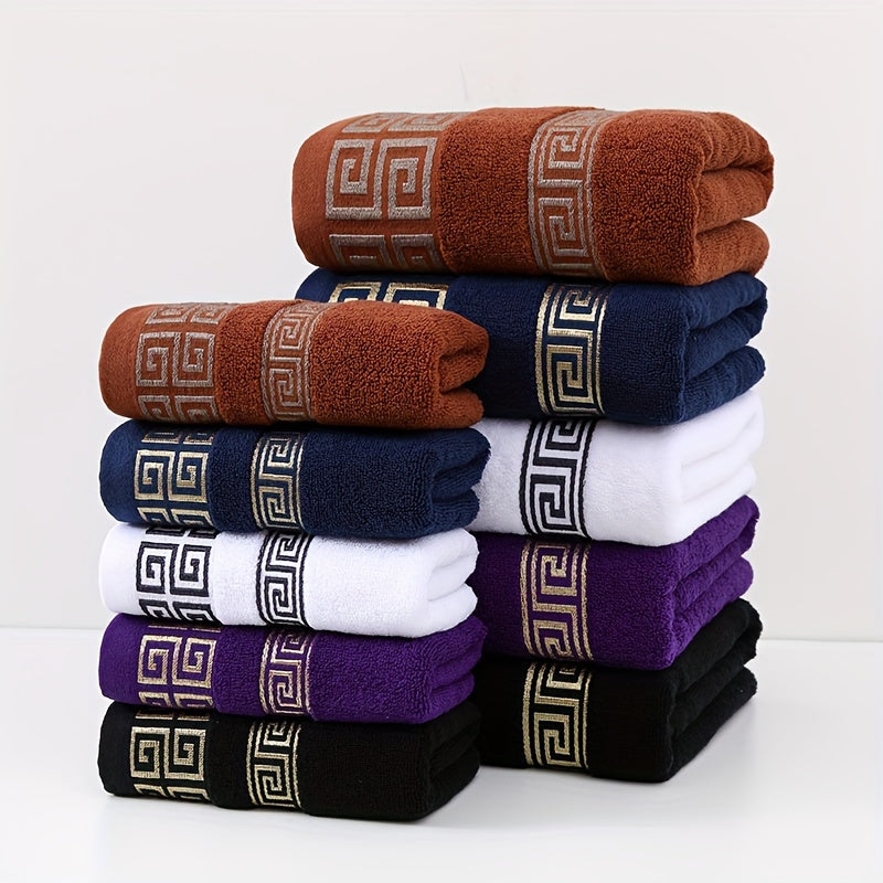 4pcs Luxury Bath Towel Set, 400GSM, Geometric Embroidery, Soft & Highly Absorbent, Cotton, No Shedding or Fading, Perfect for Home, Kitchen, Travel, Gift for Family & Friends