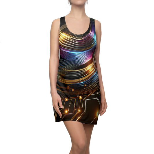 Futuristic Tech Racerback Dress, Festival Outfit, Summer Dress, Party Dress, Cyberpunk Fashion, Unique Gift, Trendy Casual Wear