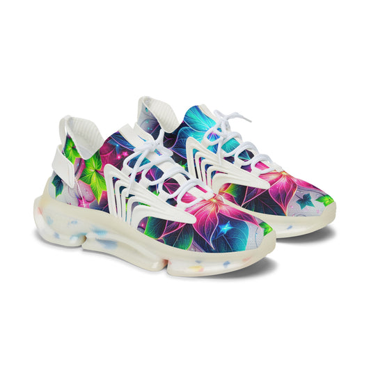 Colorful Women's Mesh Sneakers with Floral Design, Stylish Athletic Shoes, Spring Fashion Footwear, Casual Sneakers for Women