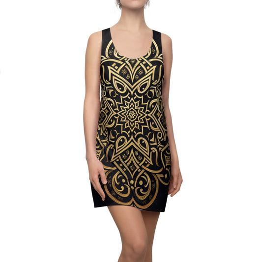 Bohemian Chic Racerback Dress, Stylish AOP Dress, Summer Fashion, Party Wear, Festival Outfit, Unique Gift Idea