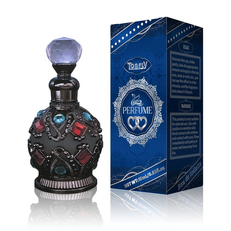 Enchanted Arabian Dreams 50ml Essential Oil Perfume for Women - Luxurious, Exotic Floral & Fruity Scent, Alcohol-Free & Paraben-Free, Ideal for Daily Wear, Dates & Parties - Elegant Blue & Golden Packaging with Intricate Deco