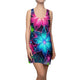 Vibrant Floral Racerback Dress, Summer Dress, Beachwear, Casual Dress, AOP Dress, Vacation Outfit