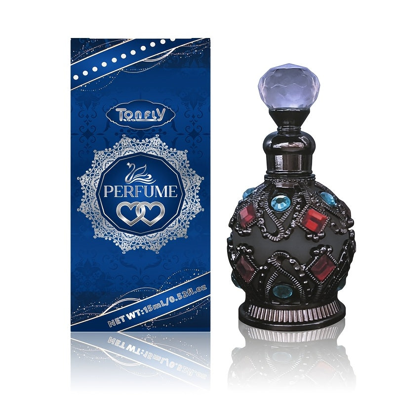 Enchanted Arabian Dreams 50ml Essential Oil Perfume for Women - Luxurious, Exotic Floral & Fruity Scent, Alcohol-Free & Paraben-Free, Ideal for Daily Wear, Dates & Parties - Elegant Blue & Golden Packaging with Intricate Deco