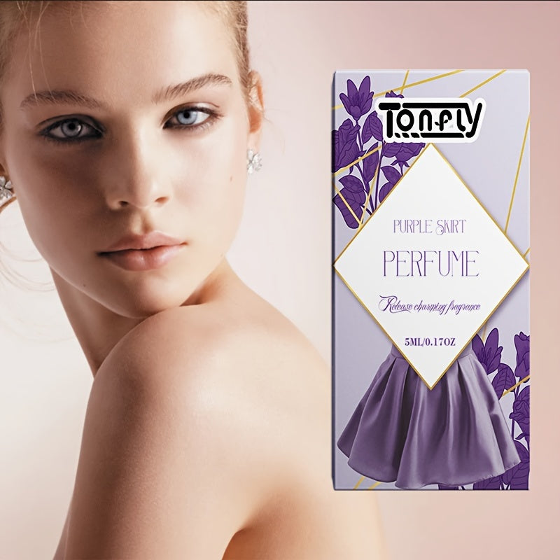 Tonfly Purple Skirt Perfume: Release Charming Fragrance - 5ML/0.17OZ - Vegan, Alcohol-Free, Floral Scent