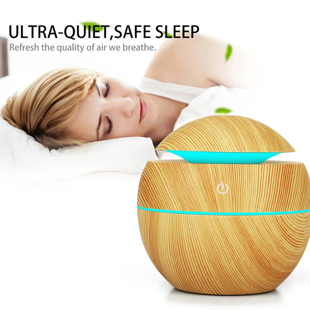 Humidifier Electric Air Aroma Diffuser Wood Ultrasonic Air Humidifier Essential Oil Aromatherapy Cool Mist Maker for Bedroom