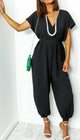 Women's V-neck Lace-up Waist Harem Pants Wide Leg Pants