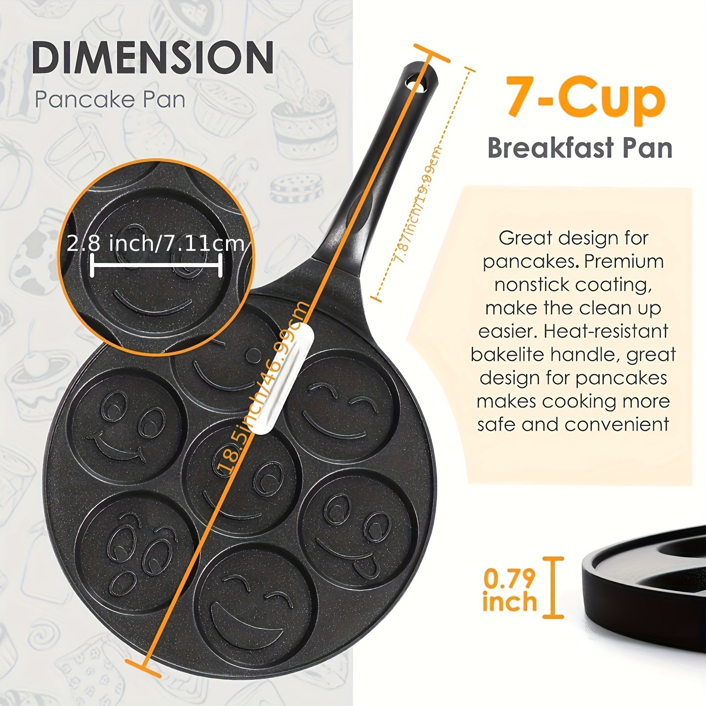 joyful Face 7-Cup Nonstick Frying Pan - Perfect for Eggs, Burgers & Pancakes | Easy Clean Aluminum Cookware