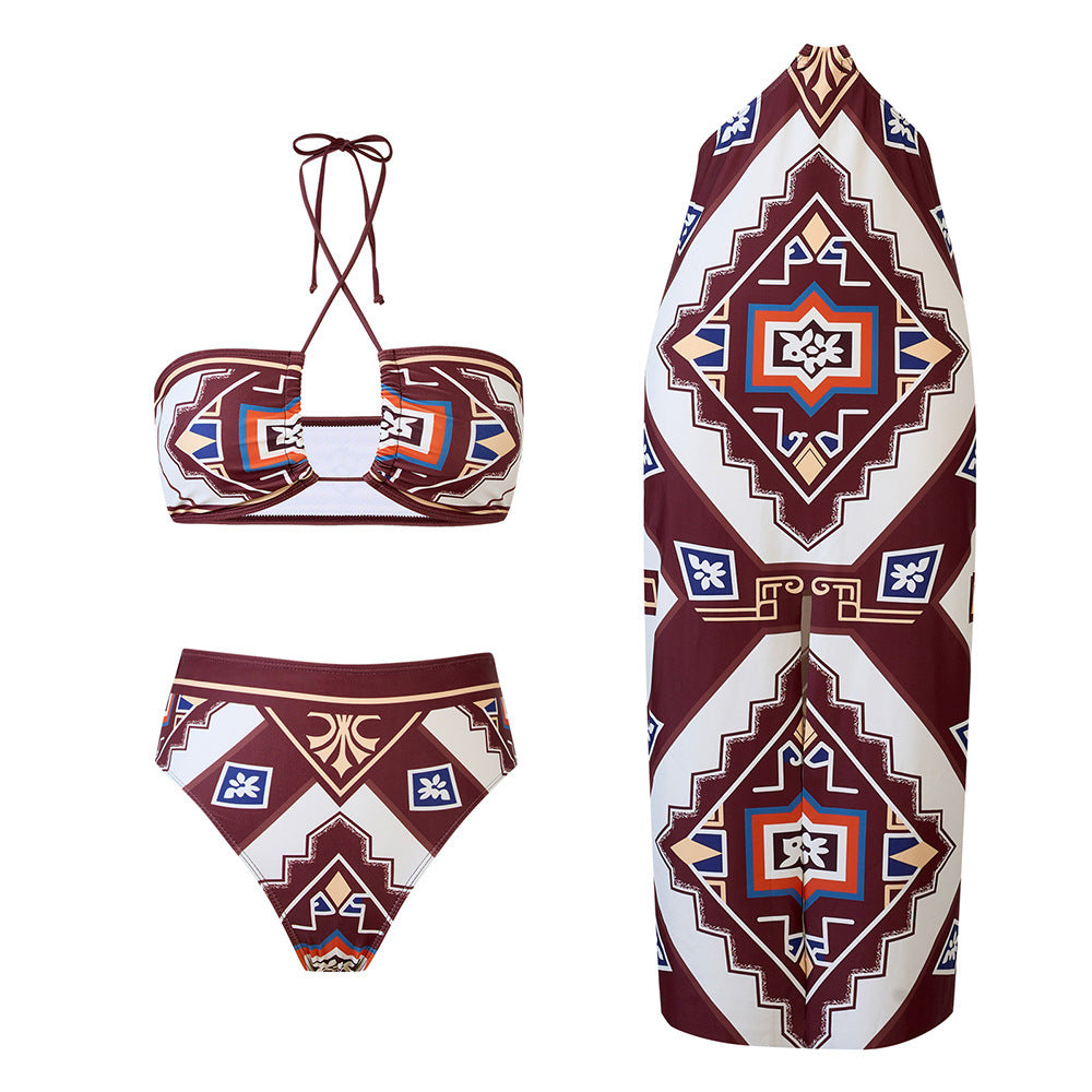 Retro Printed Split Women's Swimsuit